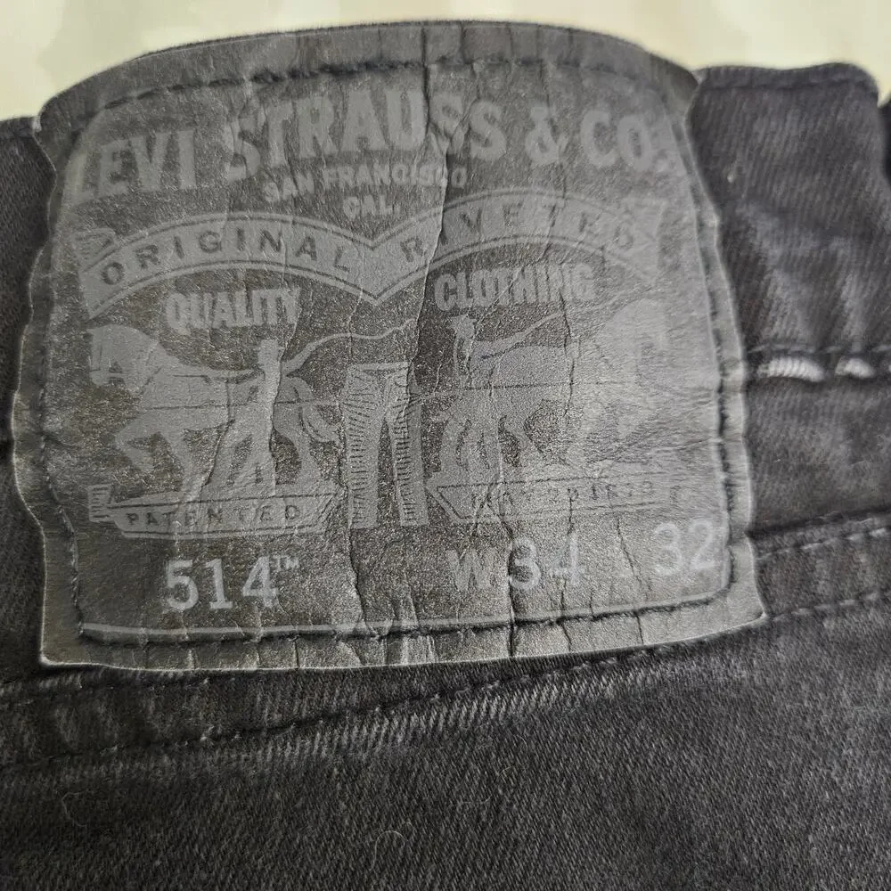 Levi's 514 Straight Fit Black Jeans Men's 34x32 Y2K Grunge Indie Sleaze Normcore
